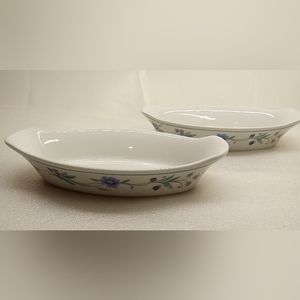 Vtg ONEIDA Ava Porcelain Oval Au Gratin Dish (Set Of 2) Microwave Dishwasher